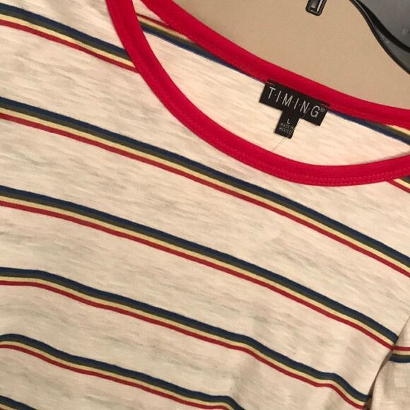 NTW Timing Stipe Slight Cropped Tee - Size JR L - Picture 2 of 5